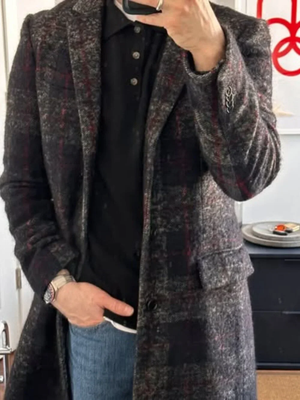 Club Monaco Plaid Wool Topcoat - Small - Picture 3 of 7